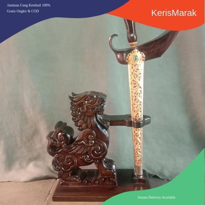 Jagrak Stand Keris Singo Barong Kayu Jati KHS1