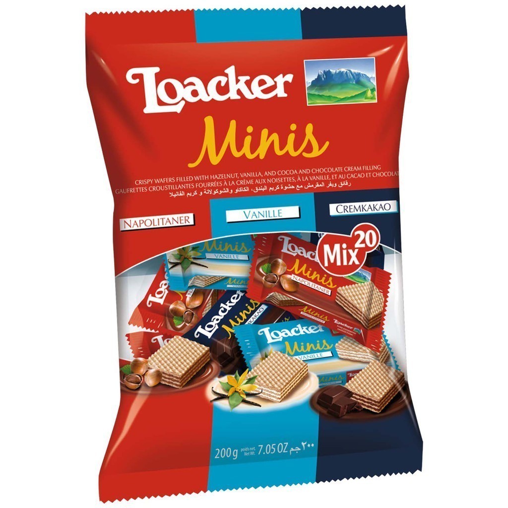 

Coklat Wafer LOACKER Minis Mix 20pcs asal Eropa