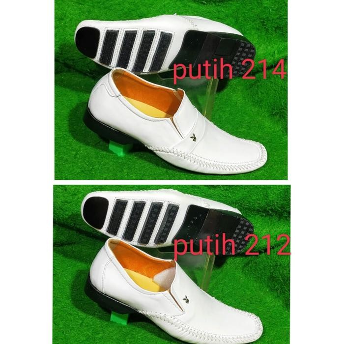Sepatu pria kulit asli sepatu pantofel jumbo 44 45 sepatu formal kerja - playboy putih, 39