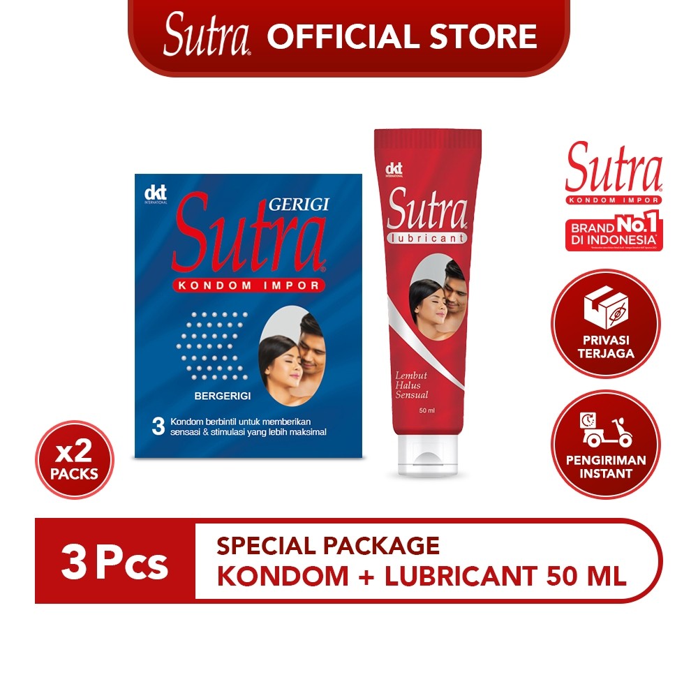 Kondom Sutra Gerigi 3 Pcs And Lubricant Sutra 50ml Special Package