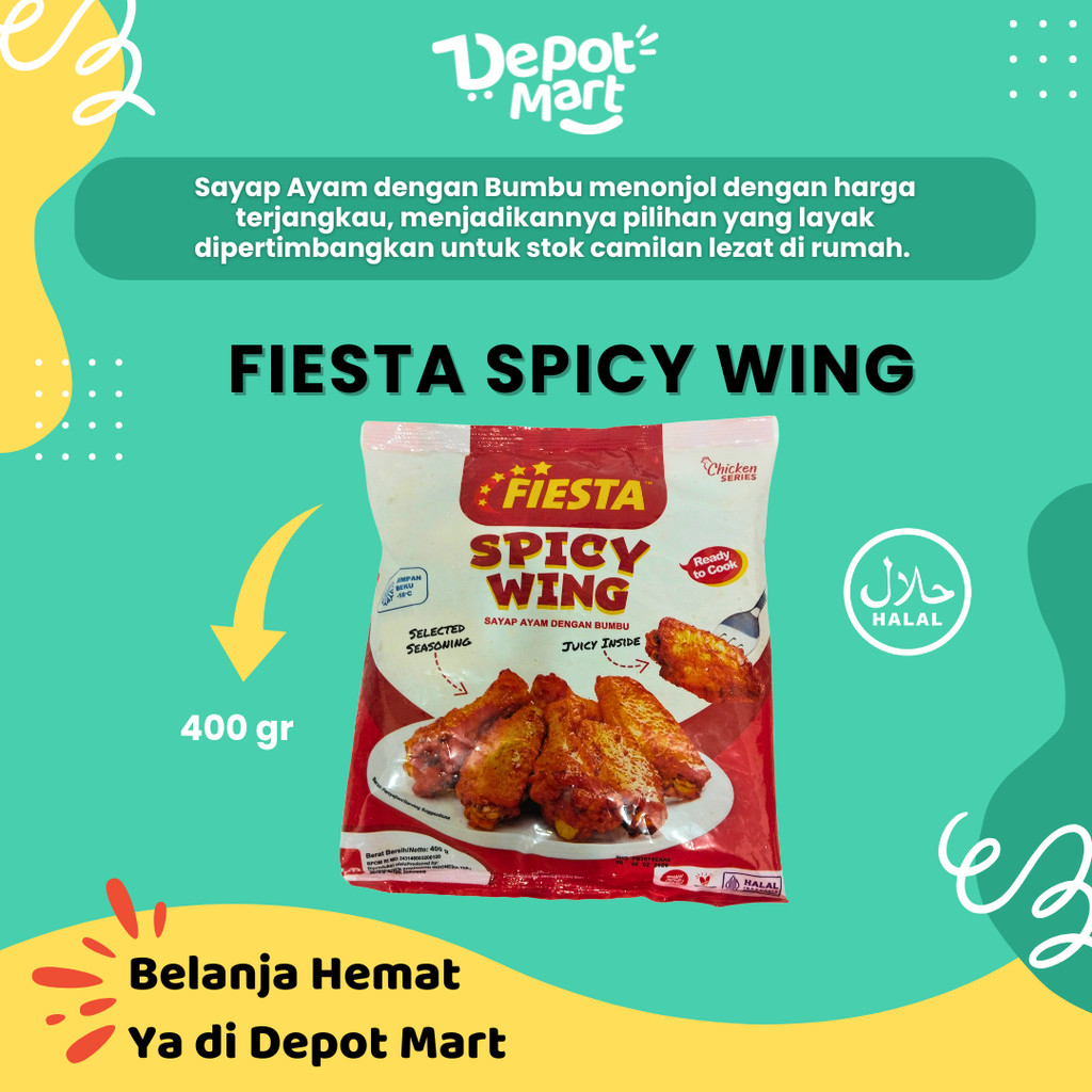 

Fiesta Spicy Wing 400 Gr I Sayap Ayam Berbumbu Depot Mart