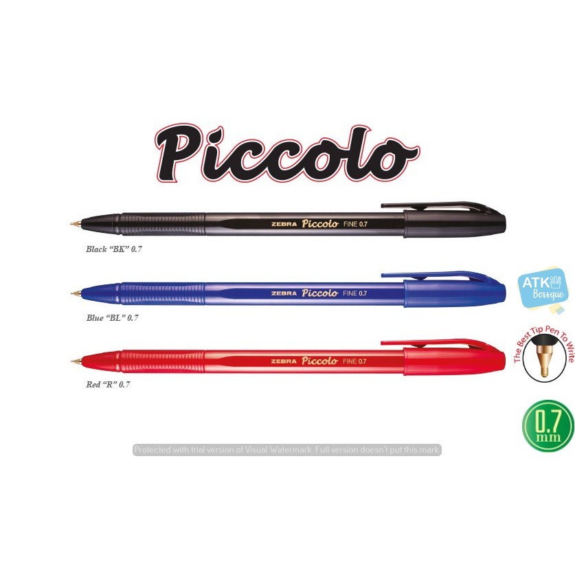 

Pulpen / Pena Semi Gel Zebra Piccolo 0.7 mm Hitam Biru Merah