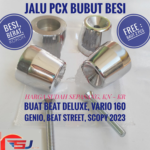 JALU STANG PCX BUBUT JALU STIR BEAT DELUXE VARIO 160 GENIO BEAT STREET CHROME FULL BESI SET KN  KIRI
