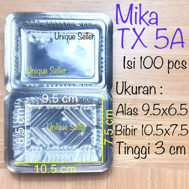 [Isi100] Mika Kue Roti TX 5A Uk 10.5x7.5x3 cm / Mika Mika Kue Roti Jajan Wadah Plastik Mika Bening K