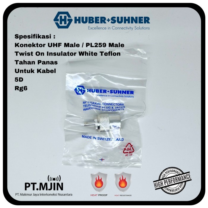 VTC88 Konektor UHF male Rg5D Rg6 twist on merk Hubersuhner