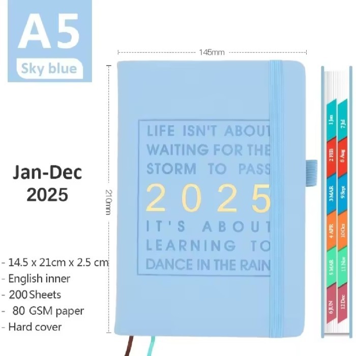

Daily Weekly Monthly Planner 2025 Buku Planner Agenda Notebook Hard Cover Buku Agenda 2025 Buku Catatan Harian Jurnal Diary Agenda Book - Sky Blue