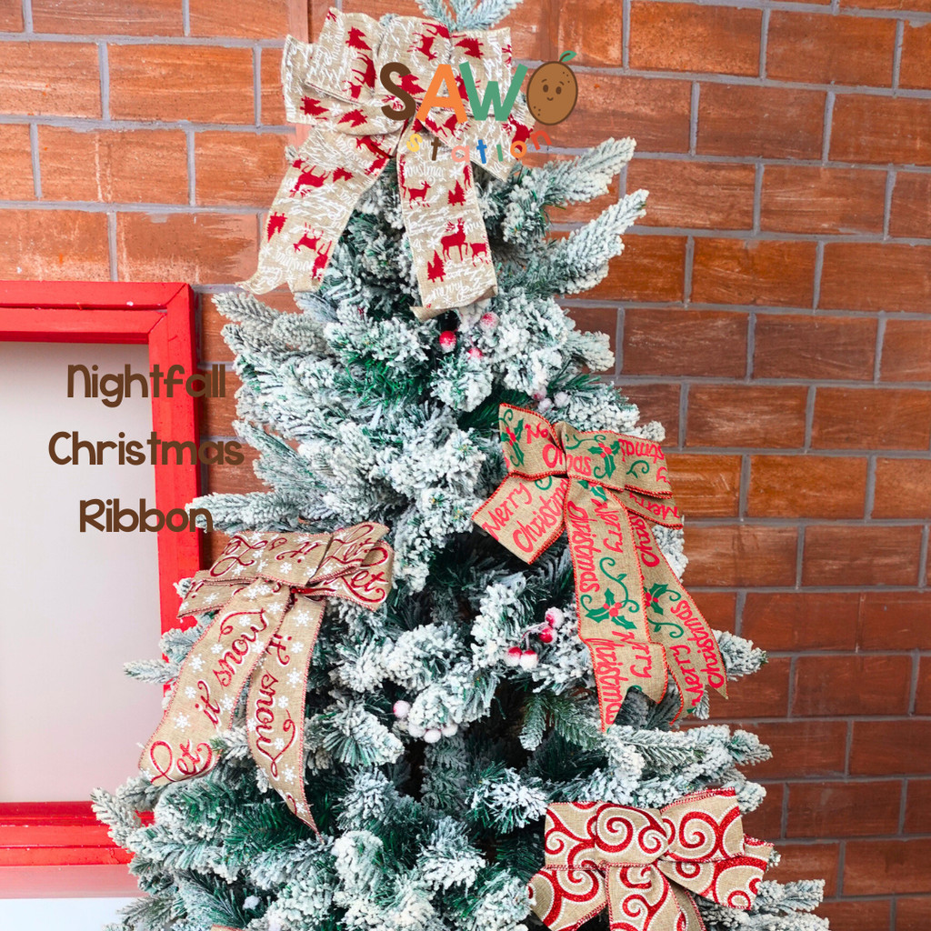 

Nightfall Christmas Bow Pita Jadi – Large Decorative Ribbon for Tree and Gift Decor Ready Made Dekorasi Besar Pohon Natal Hadiah Hiasan Jumbo