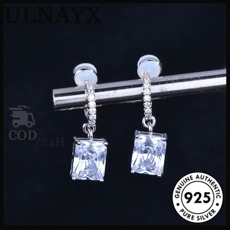 Tidak Ada Tindik Telinga Klip Telinga Tanpa Rasa Sakit Silikon Anting-anting Cerah Berlian Persegi K