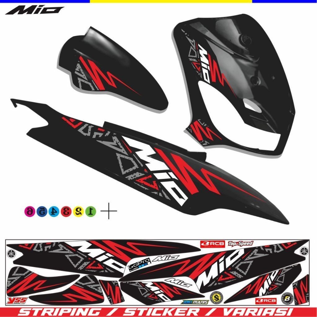 Striping mio smile mio sporty variasi motif elegan simple stiker mio / STRIPING MIO SMILE STIKER