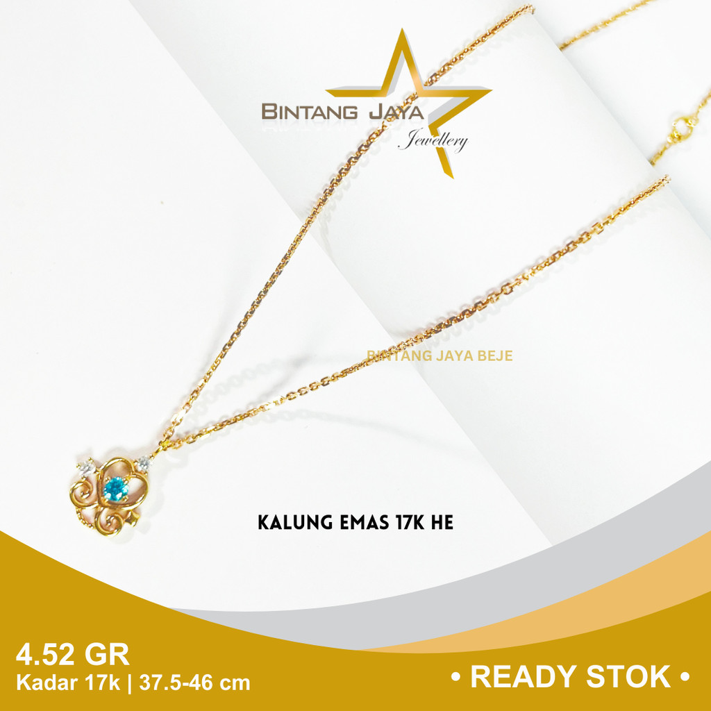 Kalung Emas Kadar 750 Berat 4.52 gr gram Panjang 39-46 cm Model Rantai P0lo Variasi Love Mata Putih 