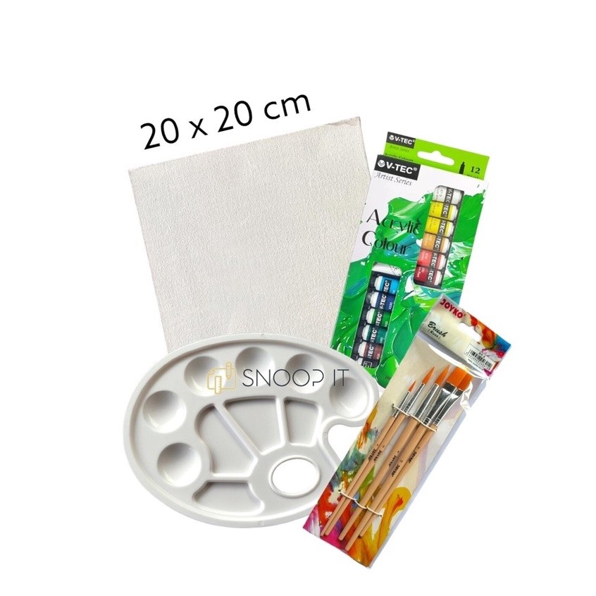 

Paket Melukis Lengkap Set 4 in 1 Set Kanvas 20x20 Kuas Palet dan Cat Acrylic - Set- SHAGB