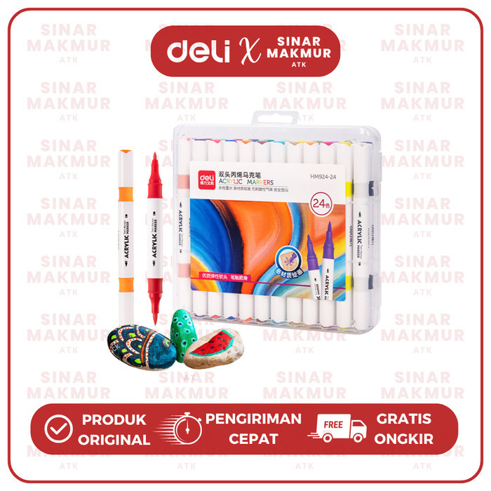 

Spidol Akrilik/Acrylic Marker Dual Tip 24 Warna Deli HM924-24 (Set)