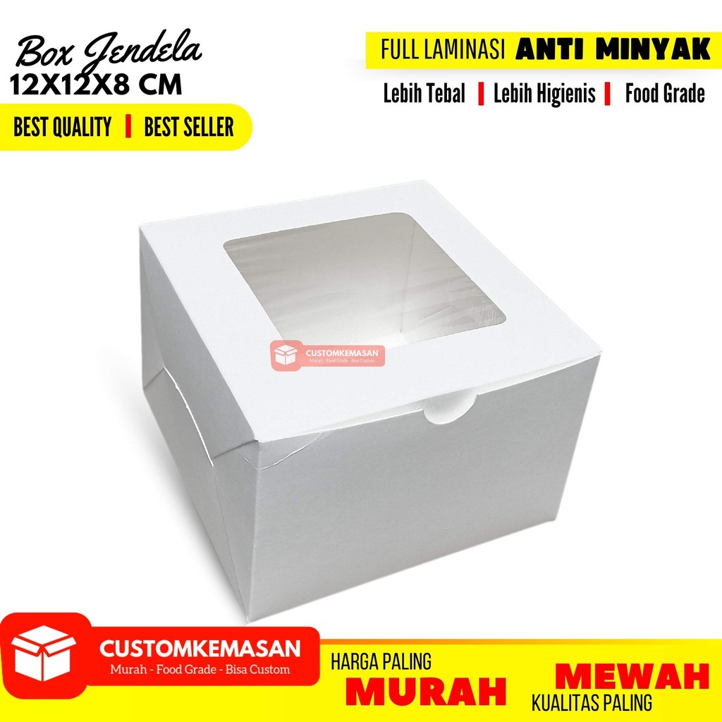 Box 12x12x8 Ivory / Box Snack / Dus Mini Cake / Dus Korean Cake / Dus Chiffon /  Box Pancake