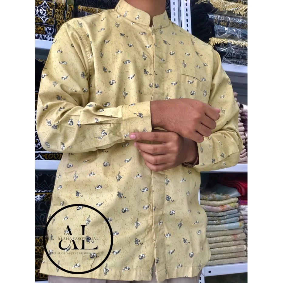 PROMO HARI RAYA -[Limited Stok] Baju Koko DL/Baju Koko Dewasa Lengan Panjang Bahan Katun Korea - yel
