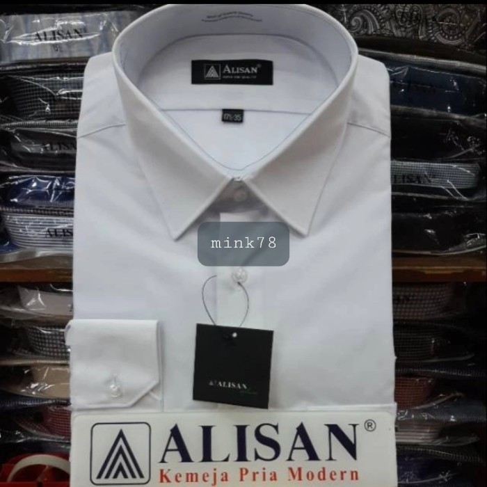 kemeja Alisan putih big size lengan panjang - XS