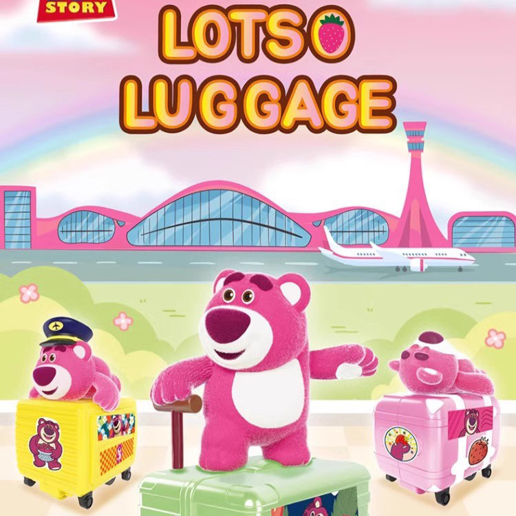 Strawberry bear luggage Blind Box Mystery Box Karakter Lotso Pajangan Meja Lucu Beruang Pink