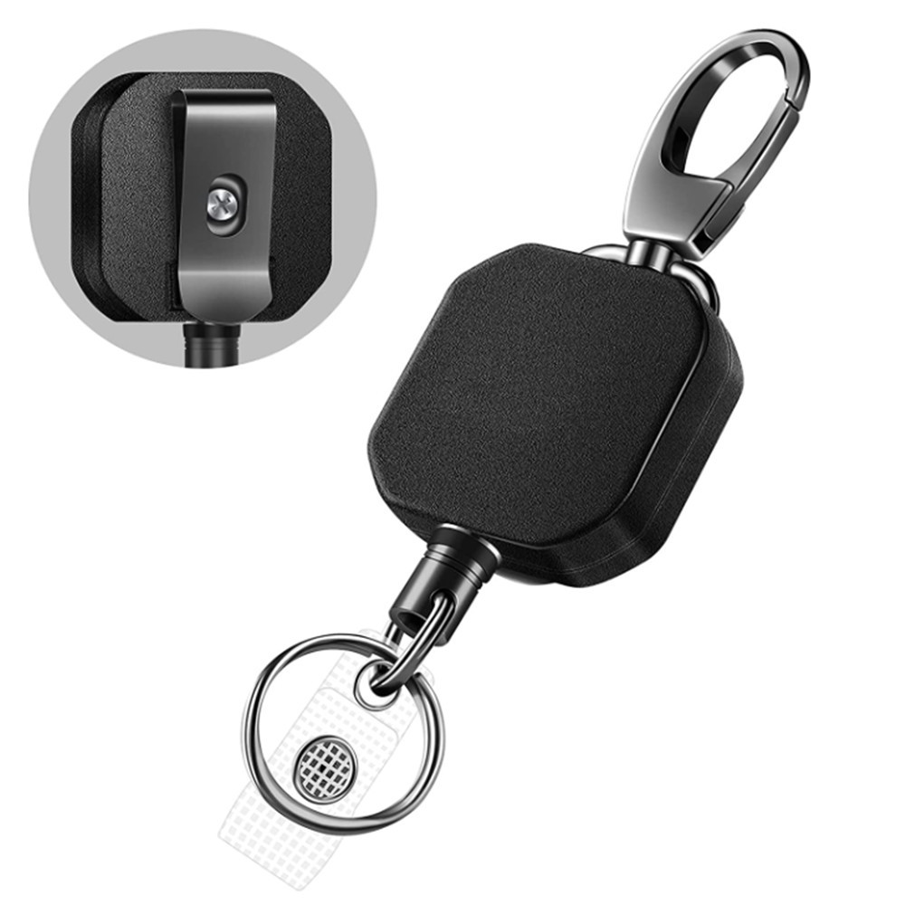 

Metal Retractable Badge Holders Carabiner Keychain Belt Badge Reels Clip Key Ring ID Card Holder Reinforced Steel Wire Cord