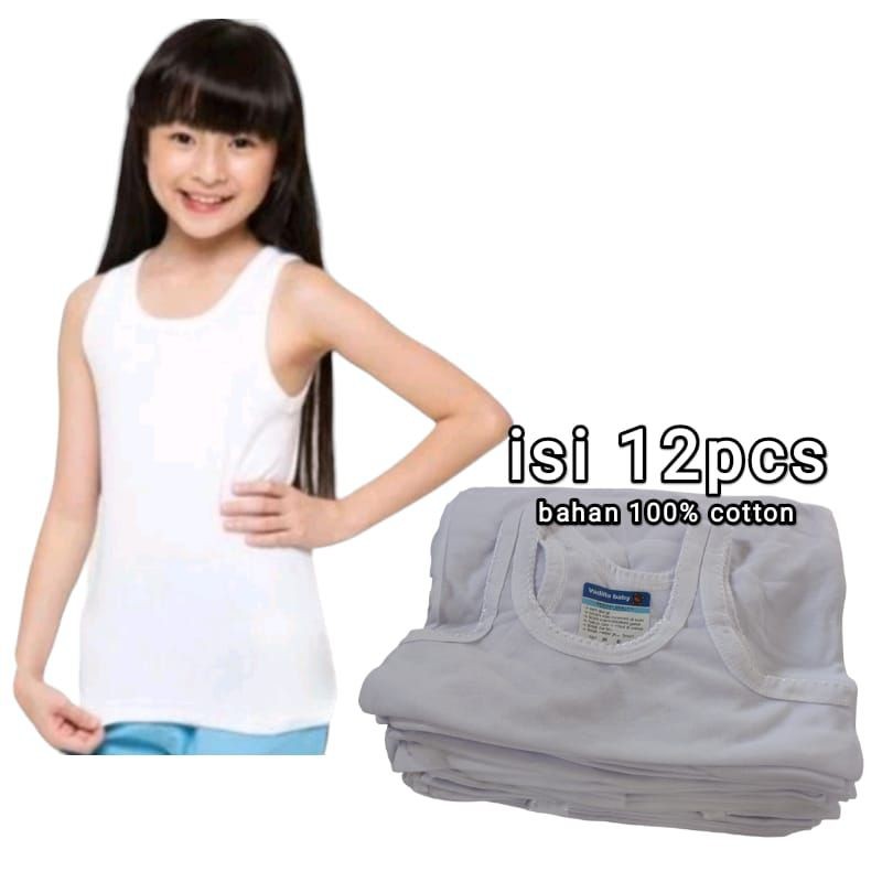 12pcs Kaos dalam anak 8 - 15tahun cowok cewek anak laki-laki perempuan perlusin 12pcs Singlet remaja