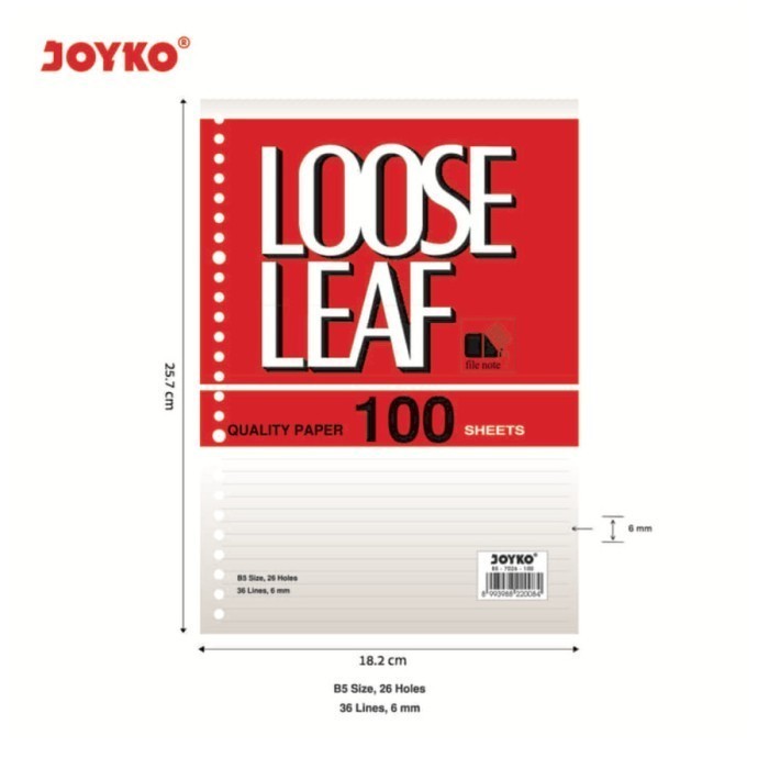 

Joyko B5-7026 100S Loose Leaf / Isi Kertas File / Binder / 100 Lembarr
