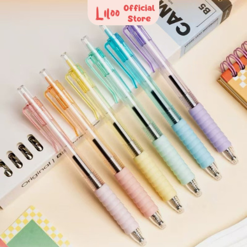 

Pena Cetekan Macaroon Pulpen Warna Pastel Tinta Hitam Pen Transparan Macaron Mekanik Pen Gel