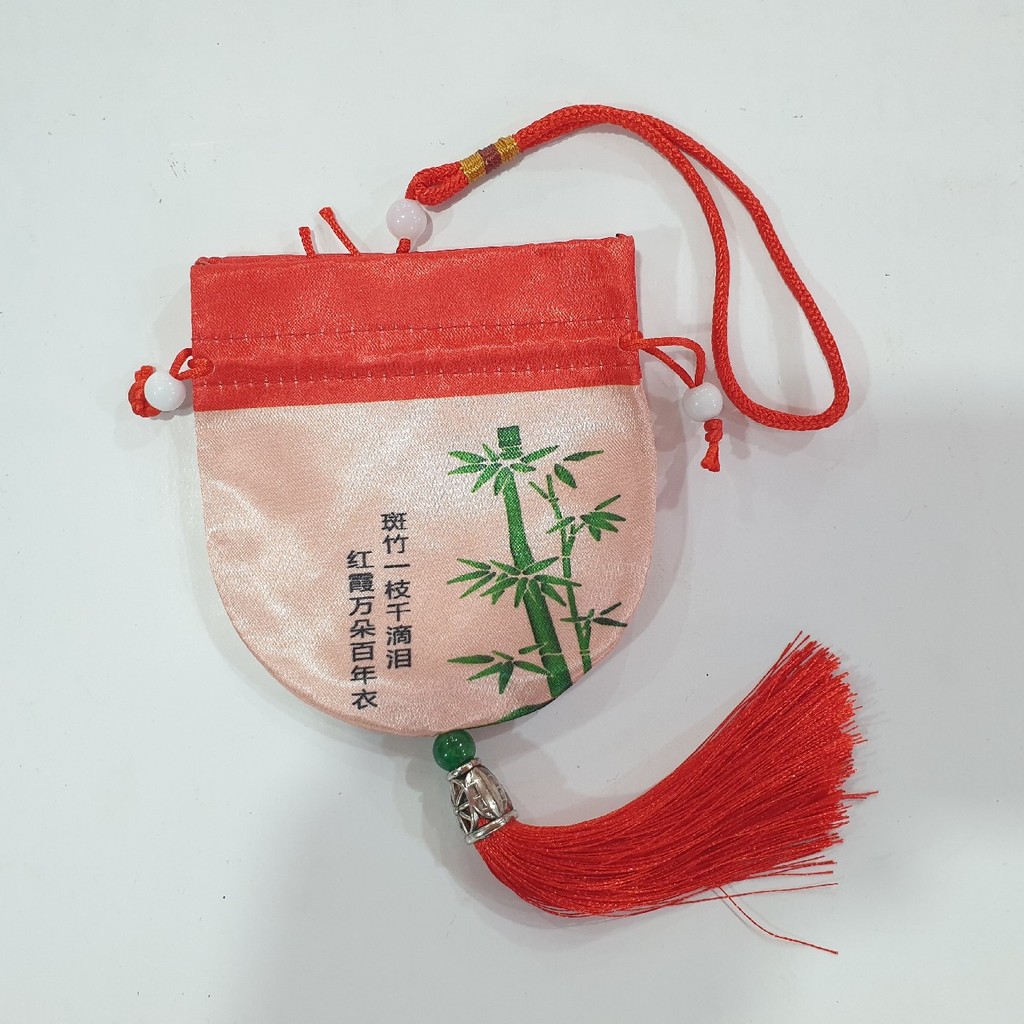 Tas Imlek Koin 9 Cm Angpao Kecil Merah pink Kain Gantungan