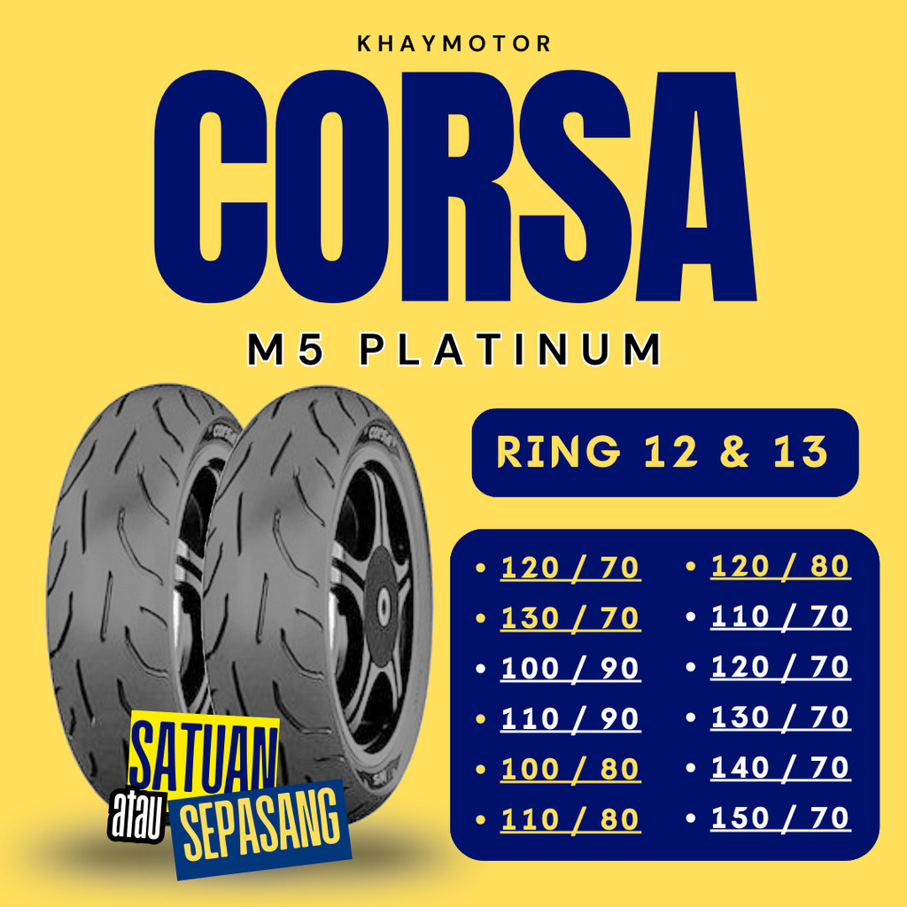 Ban Belakang Motor NMAX - ADV - PCX160 CORSA PLATINUM M5 130/70 Ring 13 Tubeless