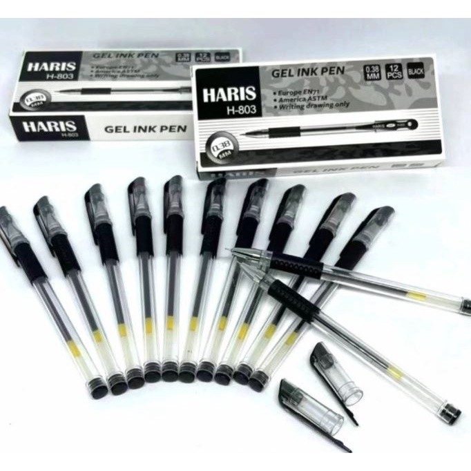 

(12Pcs) Pulpen Gel Hitam Lancip 0.38mm / Pen Gel Murah
