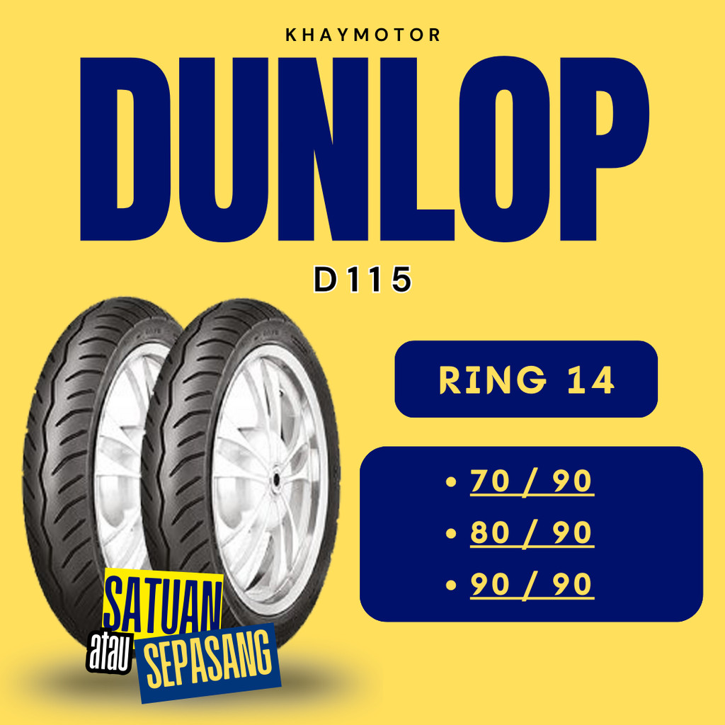 Ban Motor Matic DUNLOP D115 70/90 Ring 14 Tubeless