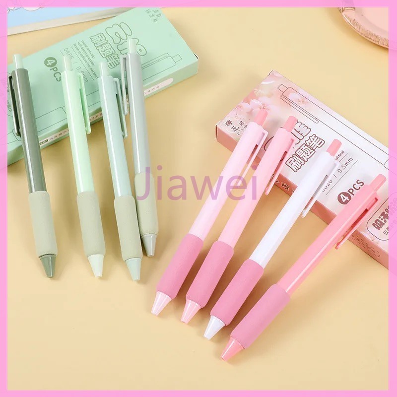 

Jiawei 1 Set Pena Gel Mekanik 4 Versi Warna / Pena Gel Mekanik Tinta Hitam 0,5mm