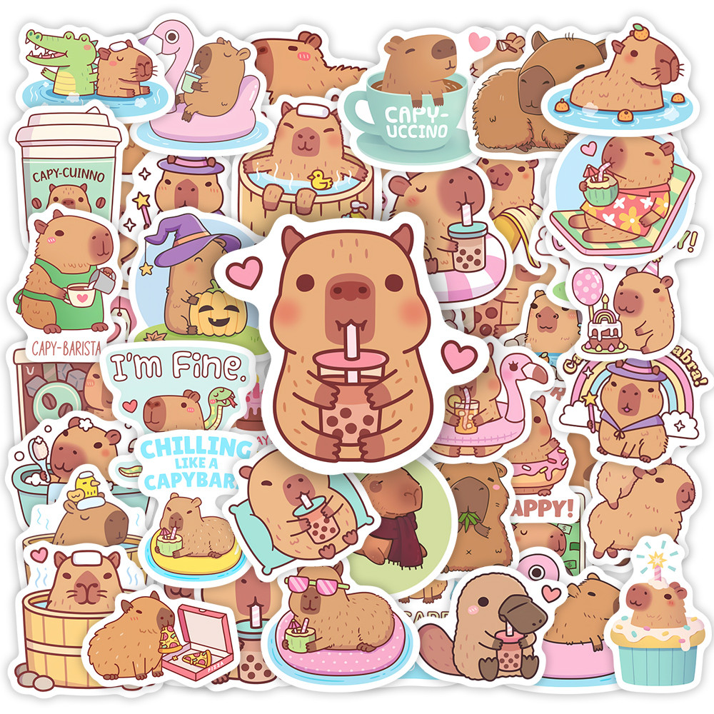 

Guinea Pig Stickers Kawaii Cartoon Funny Kids Anime Cute Pet Animal DIY Sketch Gift for Phone Laptop Scrapbooking Waterproof CAPYBARA
