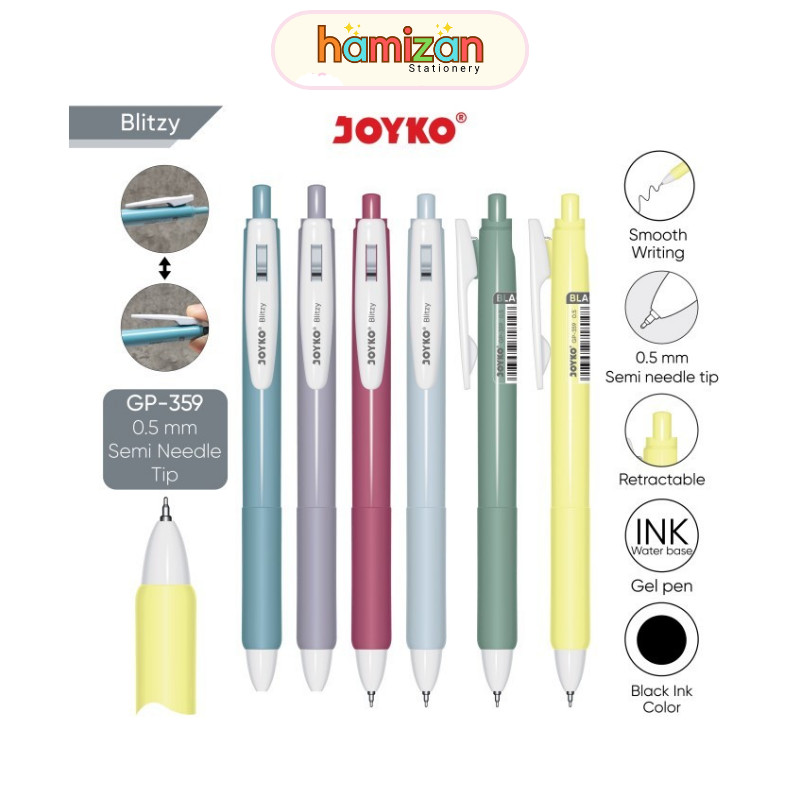 

Joyko Pulpen Gel GP-359 Blitzy / Pulpen Pena Gel 0.5 mm Murah Berkualitas