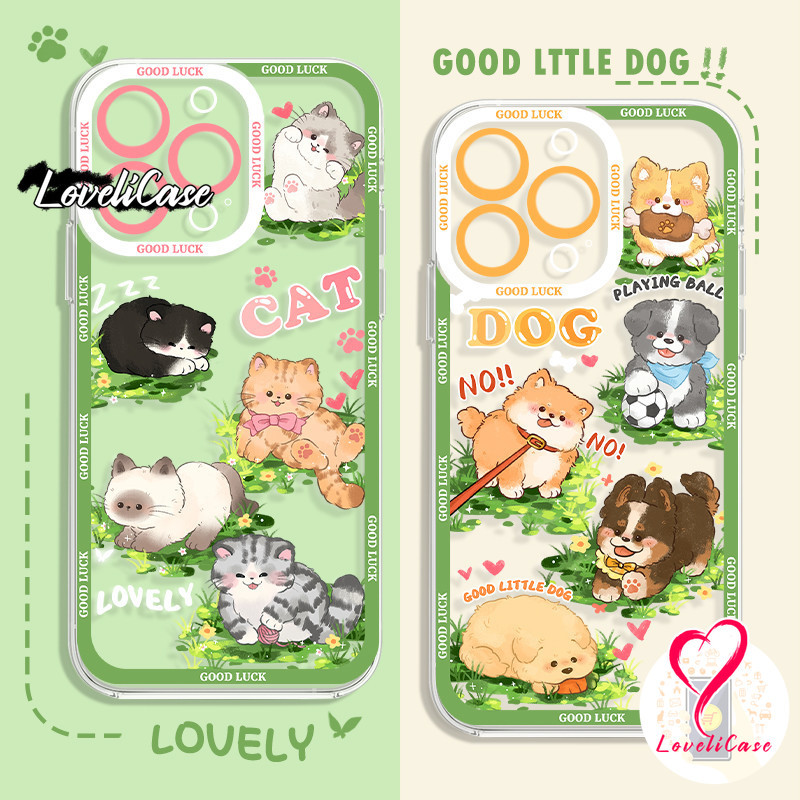 Corgi Spring Fancy Green Puppy Kucing Kartun Casing Samsung A06 A16 5G A23 A51 A24 A52S 5G A35 5G A2