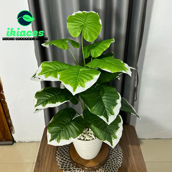 DAUN AGLONEMA JUMBO PLASTIK DAUN KELADI ARTIFISIAL DEKORASI BUNGA SUDUT RUMAH POT BUNGA HIAS