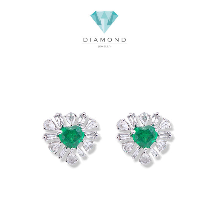 Love Hati Emerald Rose Cut Diamond Earrings / Anting Love Emerald / Diamond Jewelry-23BA6355SD
