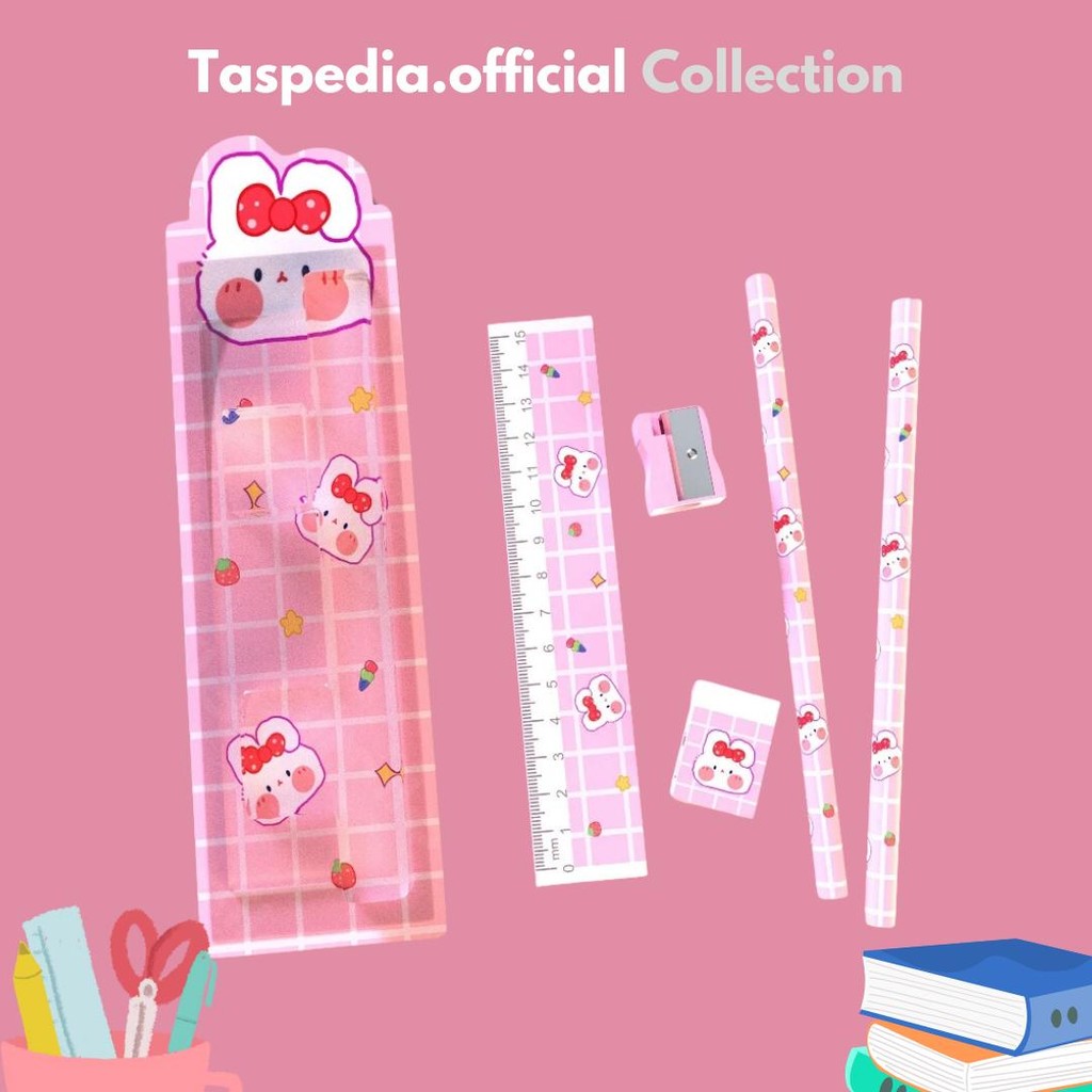 

5in1 Pensil Set Alat Tulis Anak Lucu Dan Penghapus Untuk Tempat Pensil Buku Tulis Sekolah