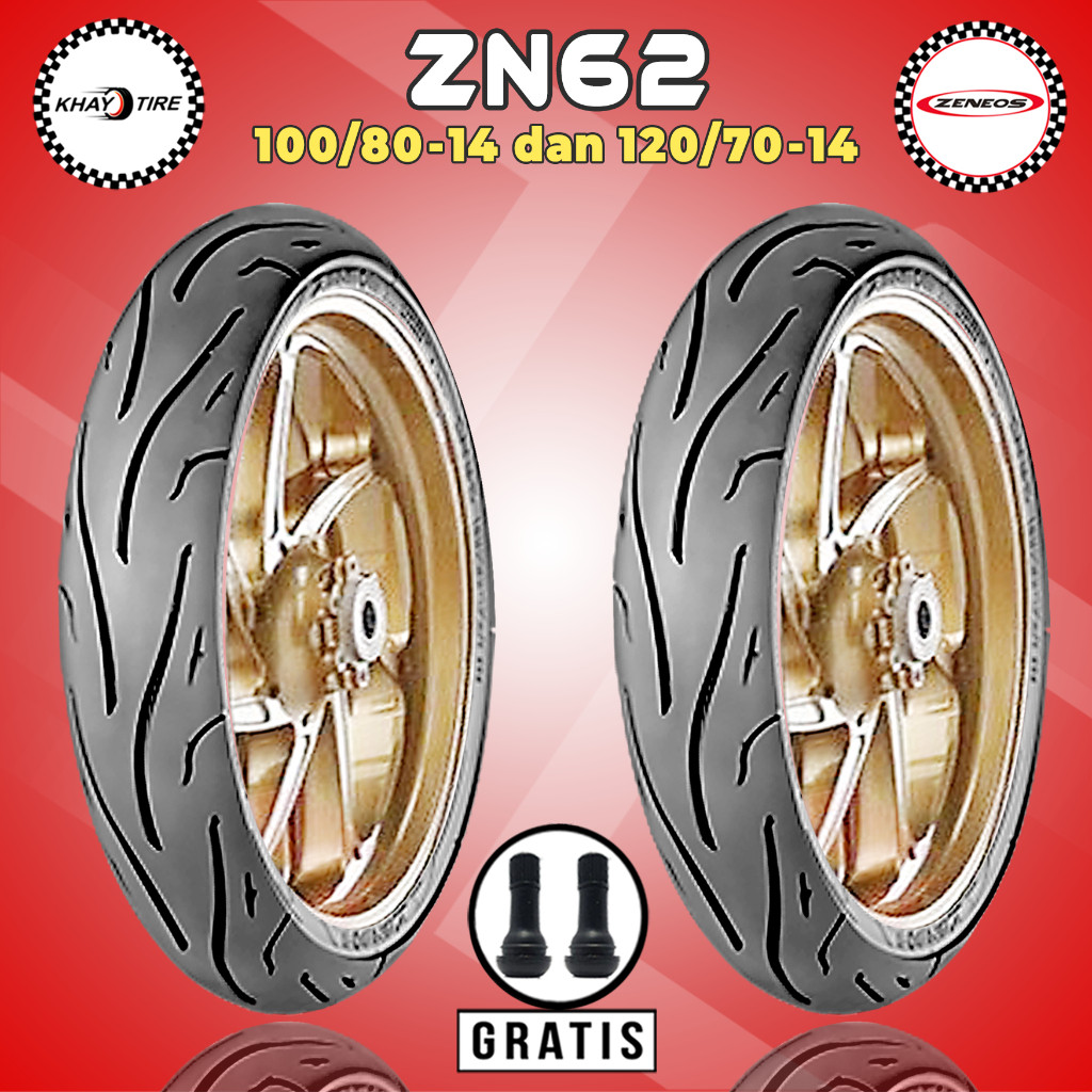 Paket Ban Motor PCX ZENEOS ZN62 100/80-14 + 120/70-14 Tubeless