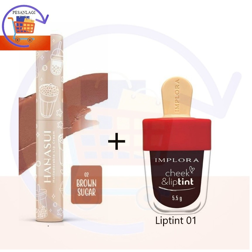Paket Ombre Hanasui Brown Sugar + Liptint Implora 01