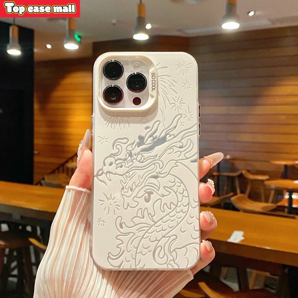 Silver White Case iPhone 13 Soft Case Pola naga putih kembang api Cover Full Protection for case iPh