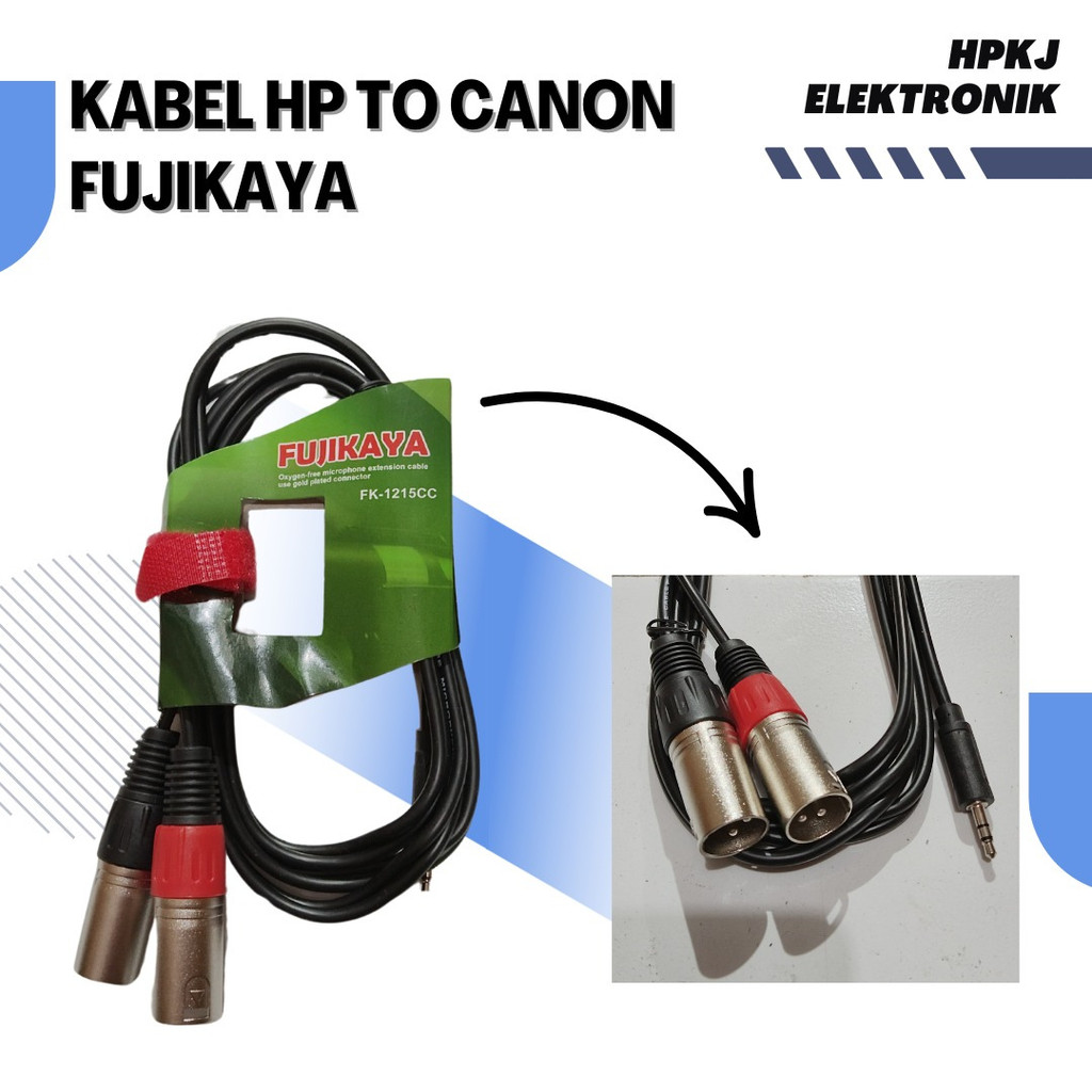 Jack HP 3.5mm mini stereo to T 2 jack canon XLR Male FUJIKAYA Kabel hp to canon Fujikaya