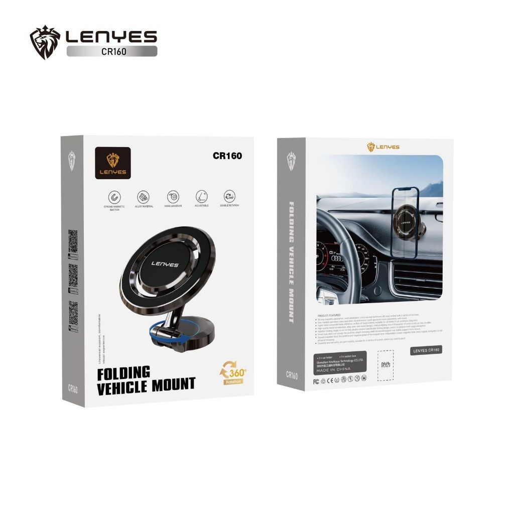 Holder Mobil Untuk HP LENYES CR160 Car Mount Magnetic  Phone Holder Foldable Magsafe 360° Rotate
