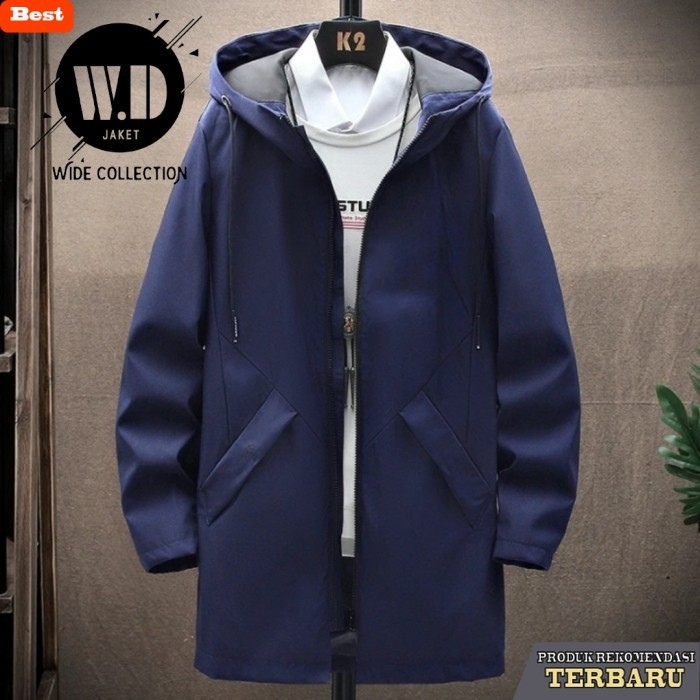 hoodie pria keren jaket pria / jaket long coat pria /jaket hoodie pria - biru navy, S
