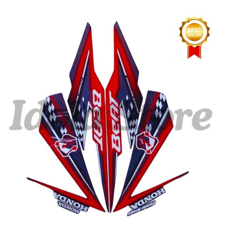 Sticker Striping Motor Honda Beat Fi 2018 Merah Putih list body motor beat Fi 2018