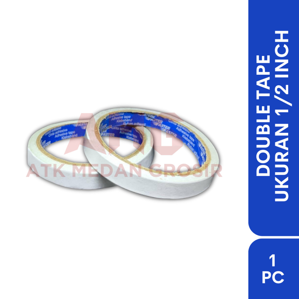 

DOUBLE TAPE UKURAN 1/2 INCH MEREK FASTER KUALITAS TEBAL