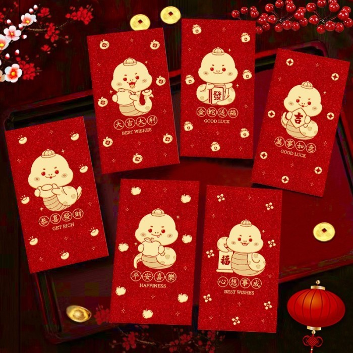 

NEW 2025 Angpao Panjang Merah Ular Kertas Pasir Tebal Glossy 3D Angpau Imlek Fuk Hoki Ampao Merah Sincia Ornamen Amplop Merah Murah Grosir - JC-5942 PANJANG