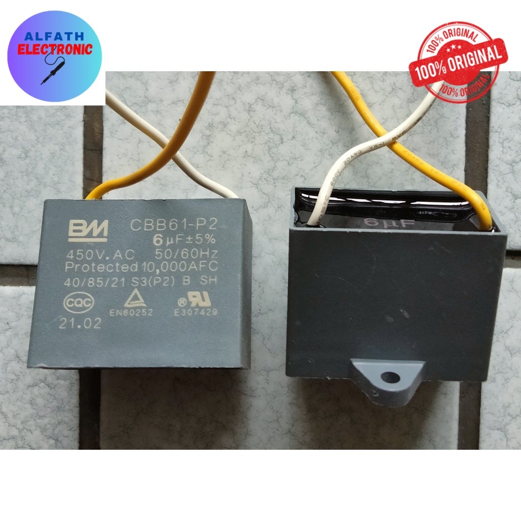 KAPASITOR KIPAS ANGIN CAPASITOR SEGI KOTAK 6UF 450V BM ORIGINAL KUALITAS BAGUS