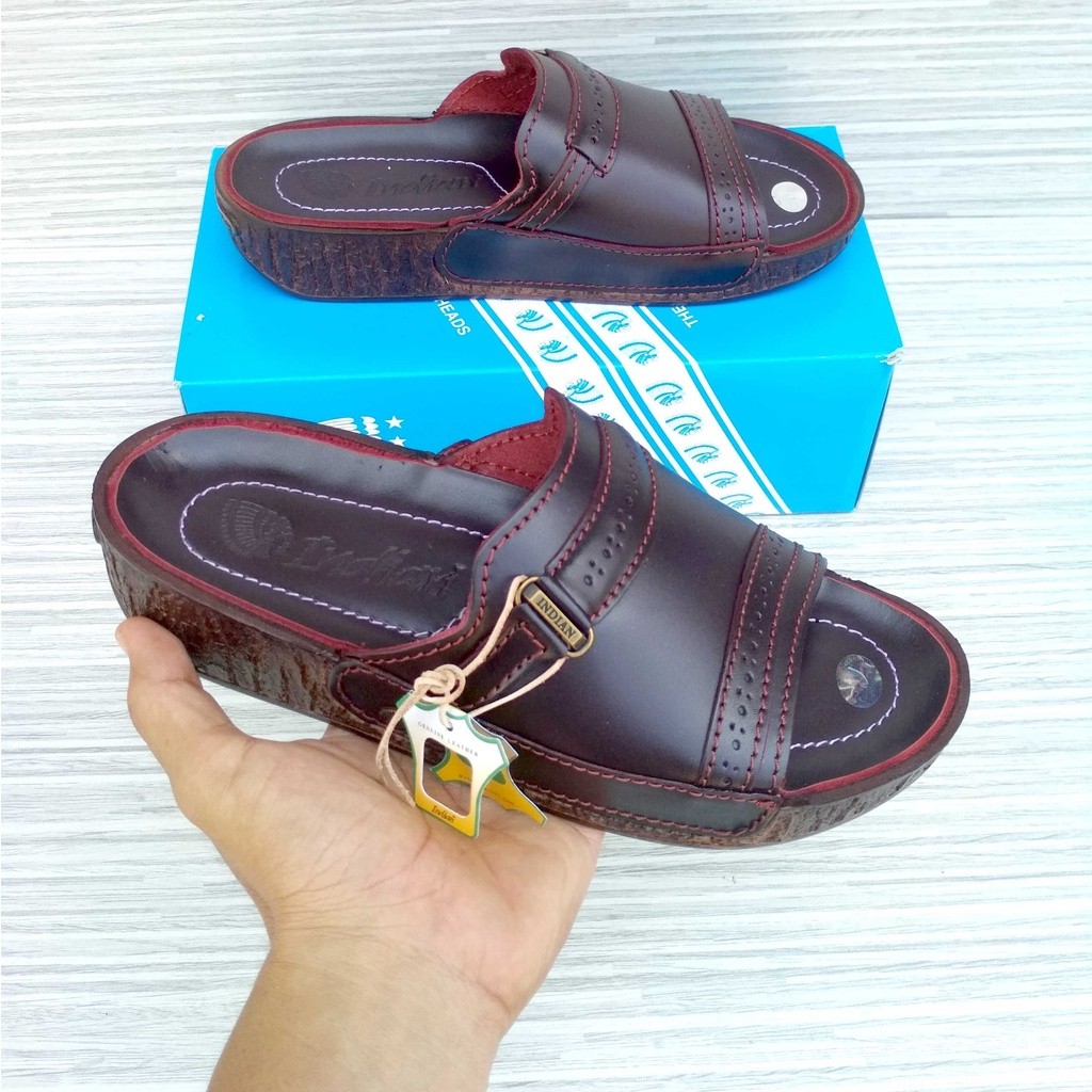 Sendal kulit pria dewasa original merek INDIAN sandal terbaru asli murah berkualitas selop laki laki