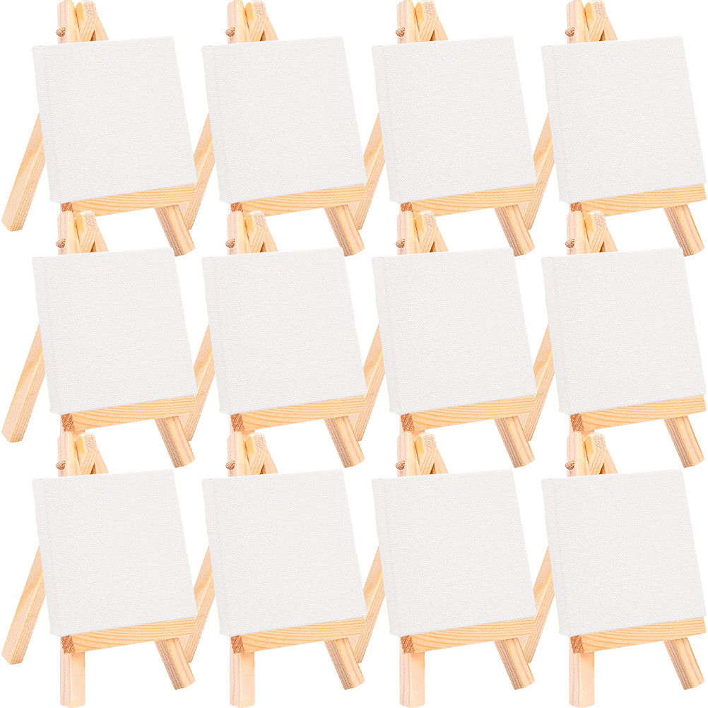 

18 Sets Easels Decorative Mini Canvas Accessories DIY Blank Painting Frames Cotton Child Crafted