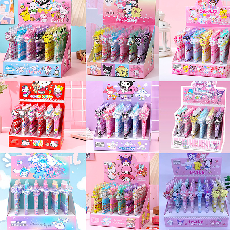 

Sanrio Melody Gel Pen 48pcs Lovely Hello Kitty Cinnamoroll Acrylic Patch Cartoon Students 0.5mm Black Supplieswriting Instrument