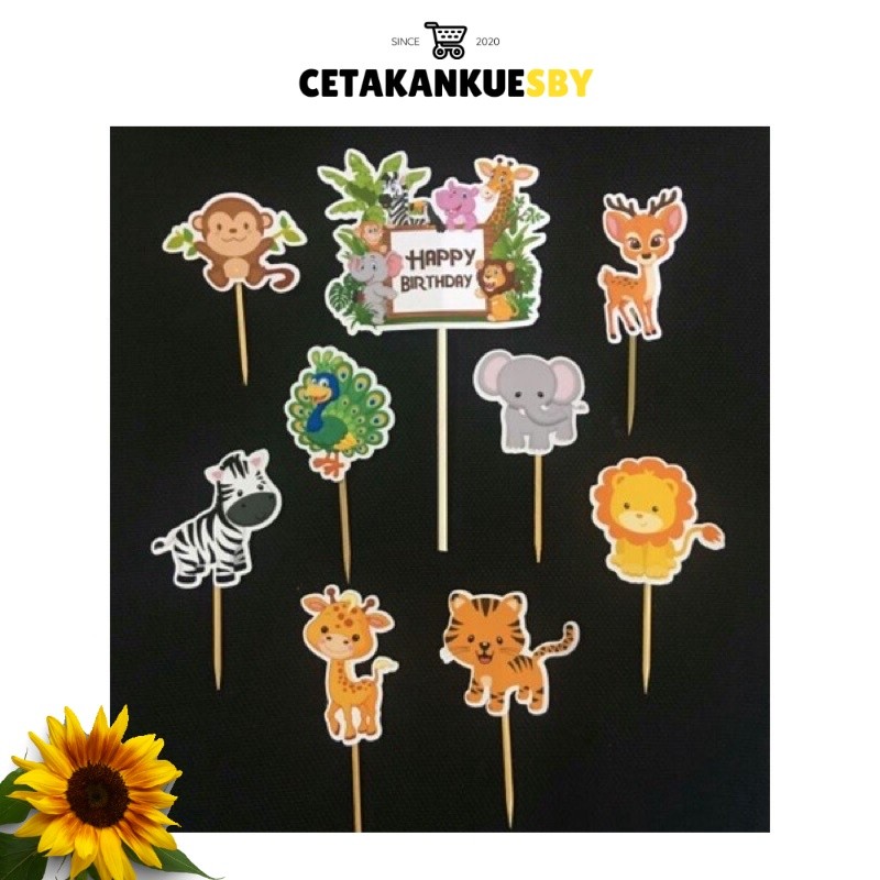 Cake Topper Kertas Animal Zoo