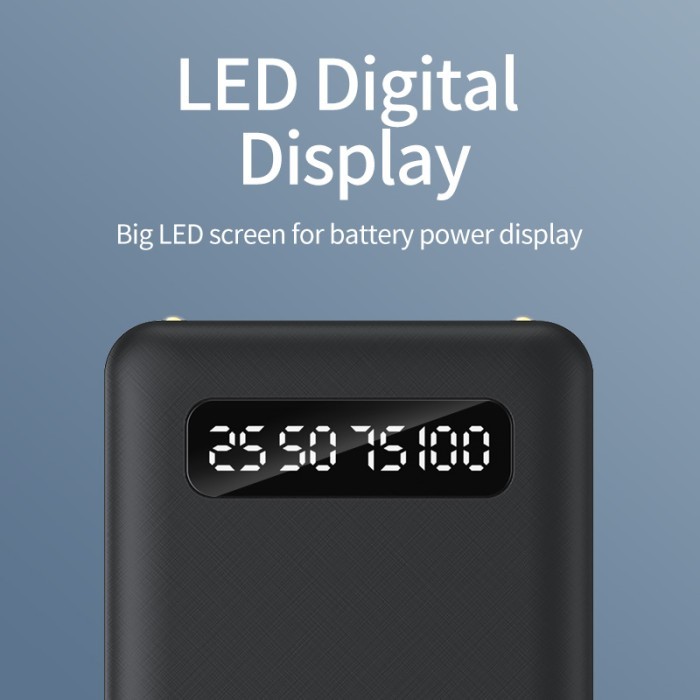 BEST -Powerbank 10000mah BASIKE Asli 3 kabel pengisi daya Lampu LED ganda - Putih